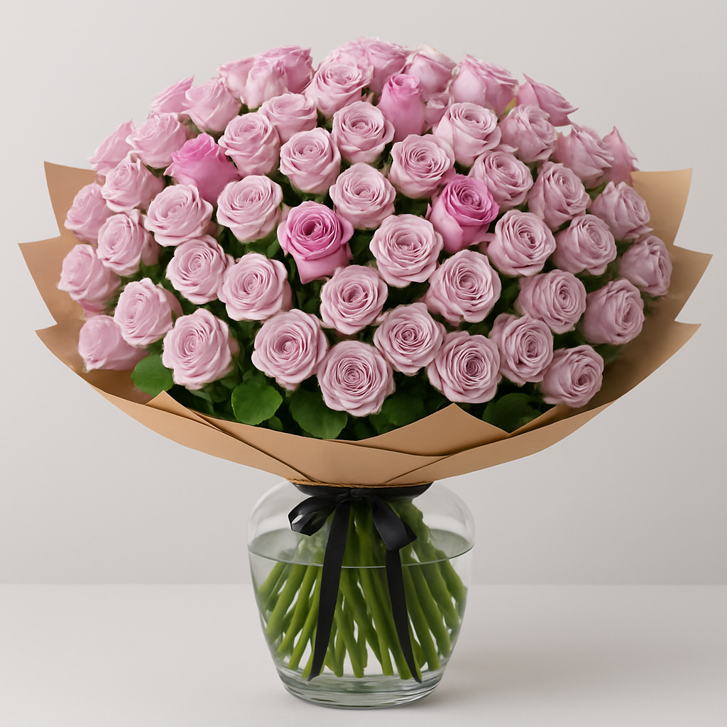 Purple Clouds – Romantic Spray Roses And Roses Vase Arrangement #Size_Grand