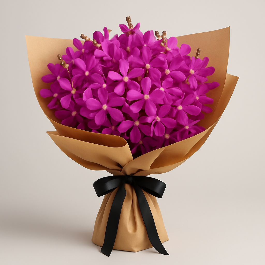 Purple Rain – Birthday Orchids And Dendrobium Orchids Hand-Tied Bouquet