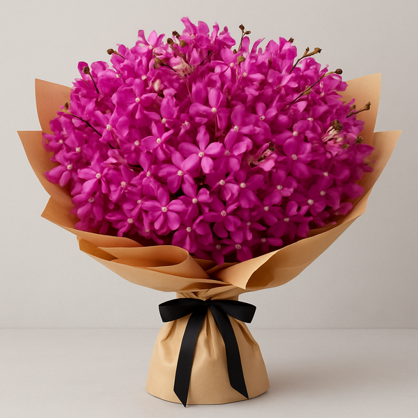 Purple Rain – Birthday Orchids And Dendrobium Orchids Hand-Tied Bouquet