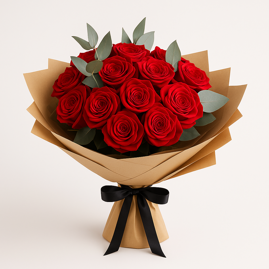 Red Roses and Eucalyptus – Birthday Roses And Eucalyptus