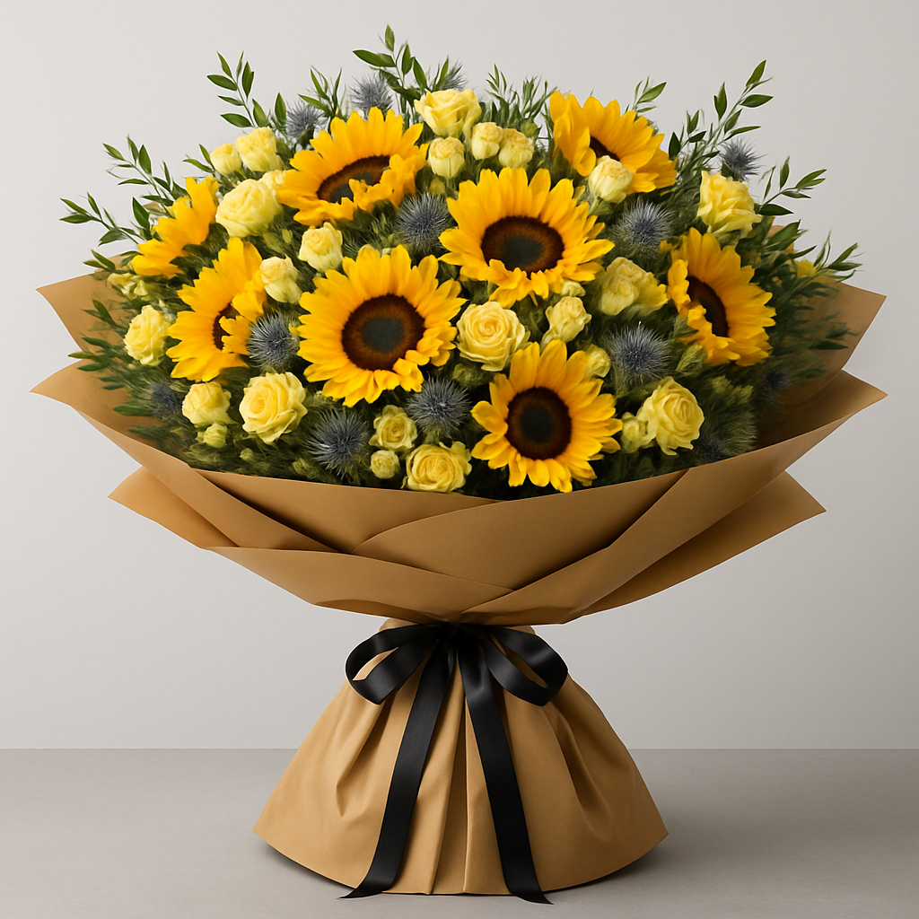 Smile At Sunset – Elegant Spray Roses And Roses Bouquet #Size_Grand