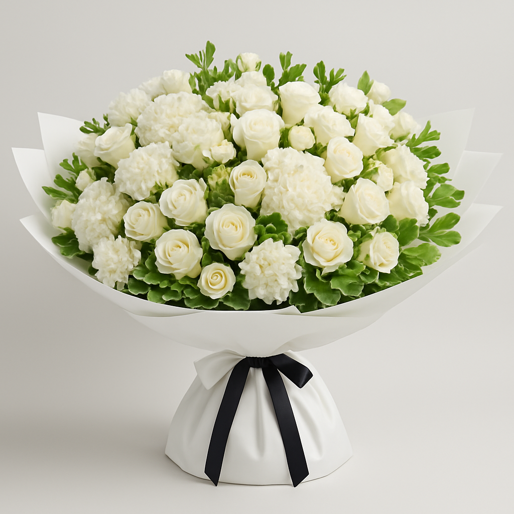 Soft Touch Bouquet – Elegant Roses And Hydrangea Hand-Tied Bouquet #Size_Grand