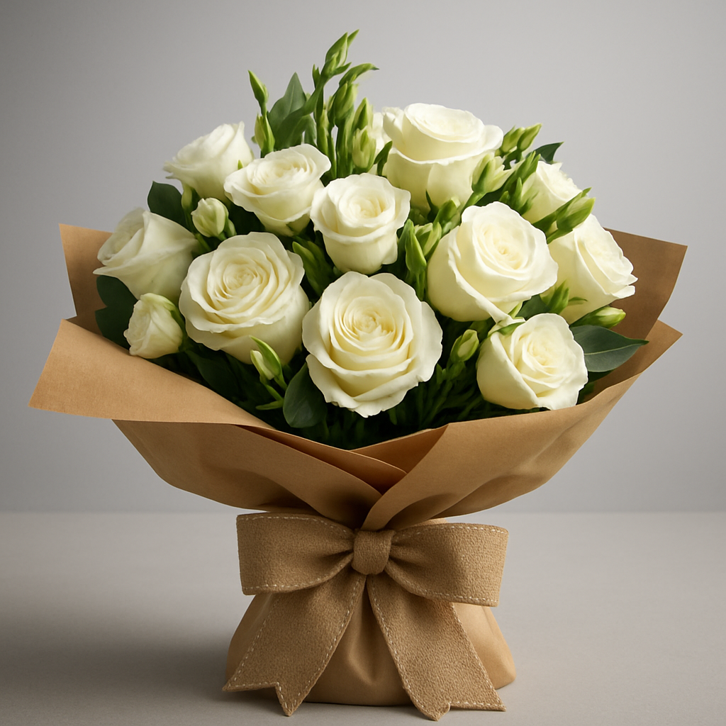 Soft Innocence Bouquet – Birthday Roses Bouquet #Size_Classic