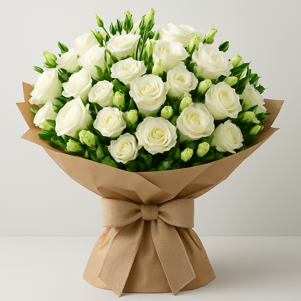 Soft Innocence Bouquet – Birthday Roses Bouquet #Size_Grand