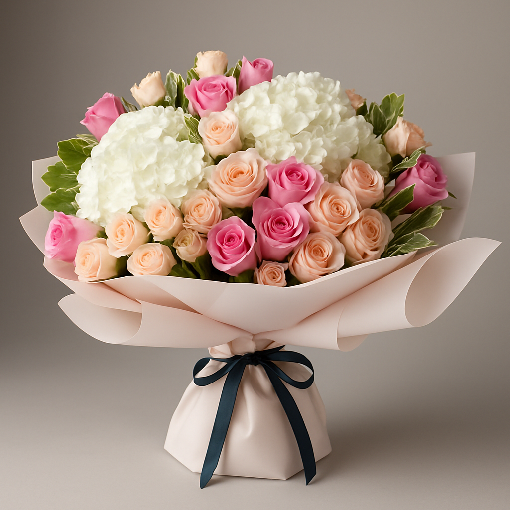 Solace of Pink – Birthday Spray Roses And Roses Bouquet