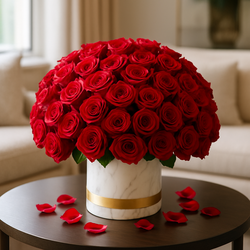Spoil Her – Birthday Roses Vase Arrangement