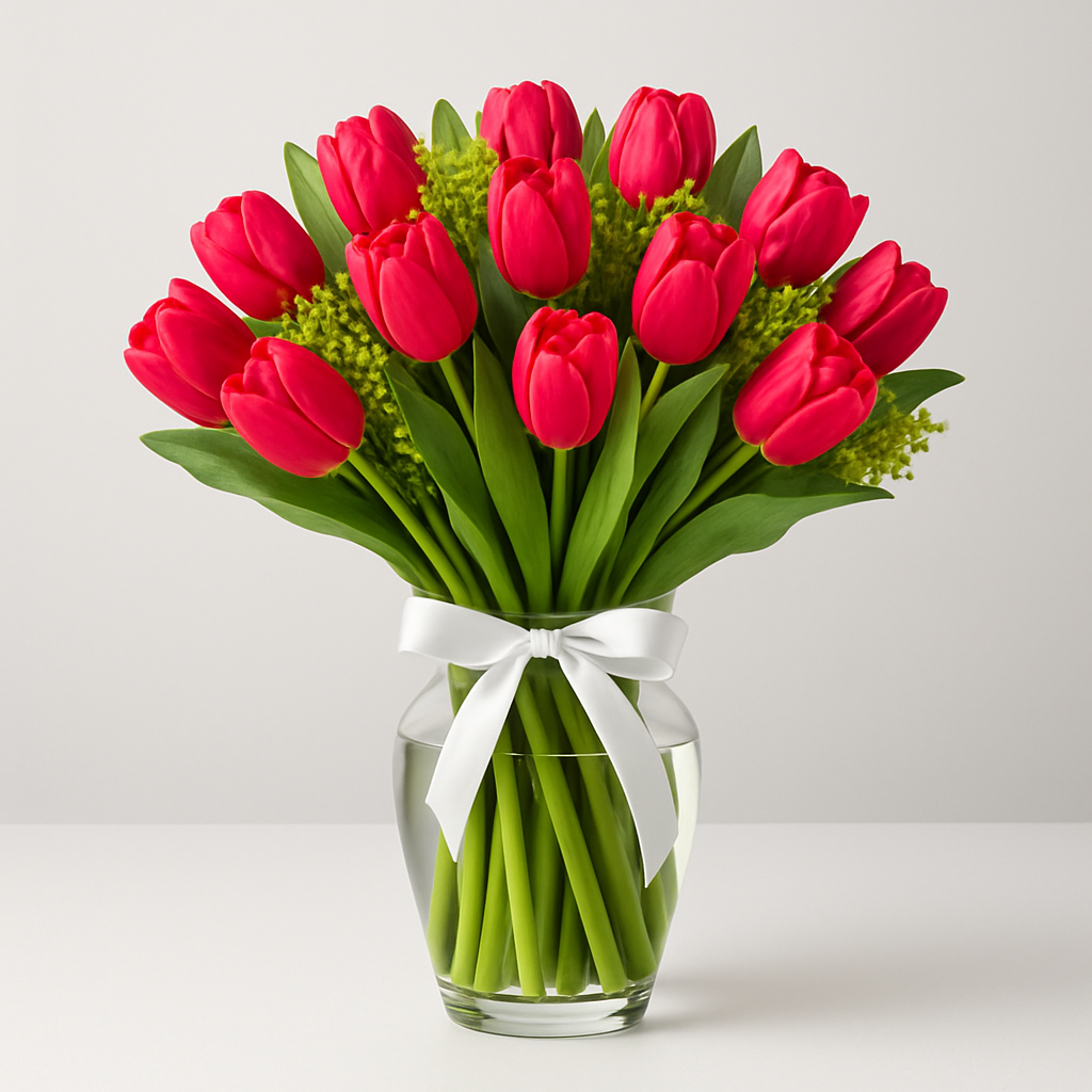Superb – Birthday Tulips Vase Arrangement #Size_Classic