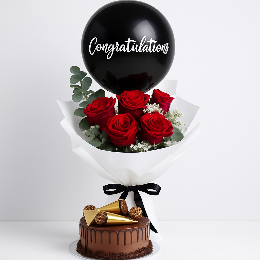 Sweet Valentines Combo – Romantic Roses And Eucalyptus Gift Set #Size_Classic