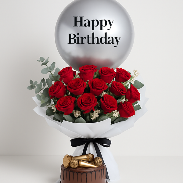 Sweet Valentines Combo – Romantic Roses And Eucalyptus Gift Set