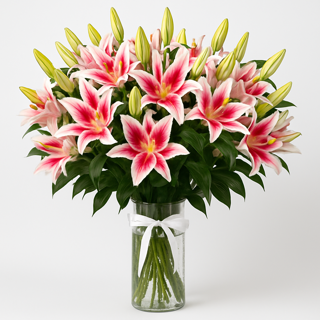 Tall Lilies – Birthday Lilies Vase Arrangement #Size_Grand