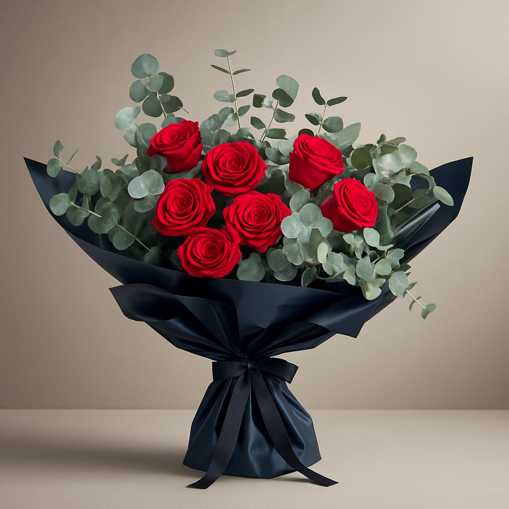 Time To Love – Birthday Roses And Eucalyptus Bouquet #Size_Classic