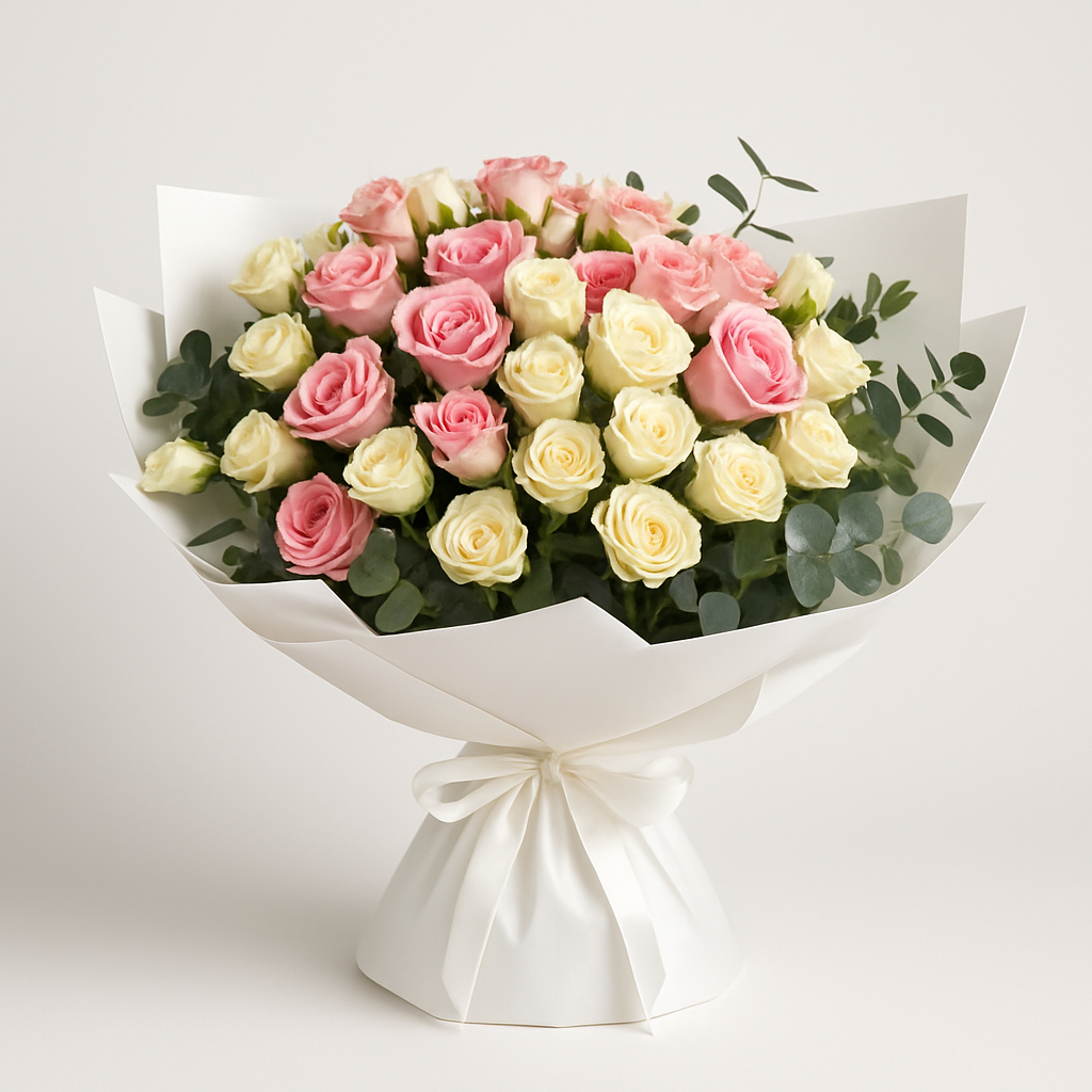 Timid Hope – Birthday Spray Roses And Roses Hand-Tied Bouquet #Size_Classic