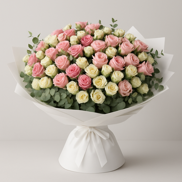 Timid Hope – Birthday Spray Roses And Roses Hand-Tied Bouquet