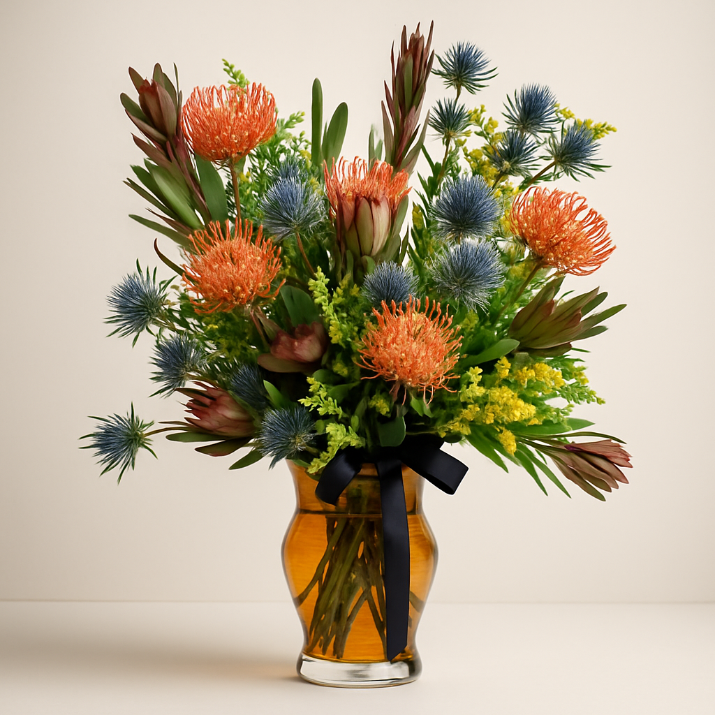 Totally Tropical – Birthday Red And Purple Flowers Vase Arrangement #Size_Classic