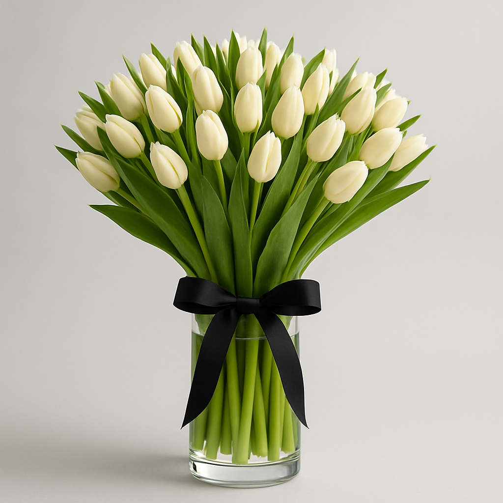Tulips Bouquet With Vase – Birthday Tulips