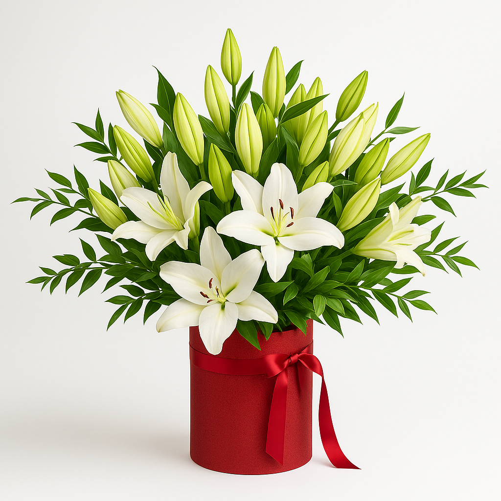 Uttoxeter – Birthday Lilies Bouquet Box #Size_Classic