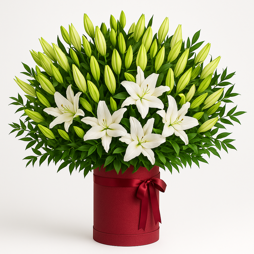 Uttoxeter – Birthday Lilies Bouquet Box #Size_Grand