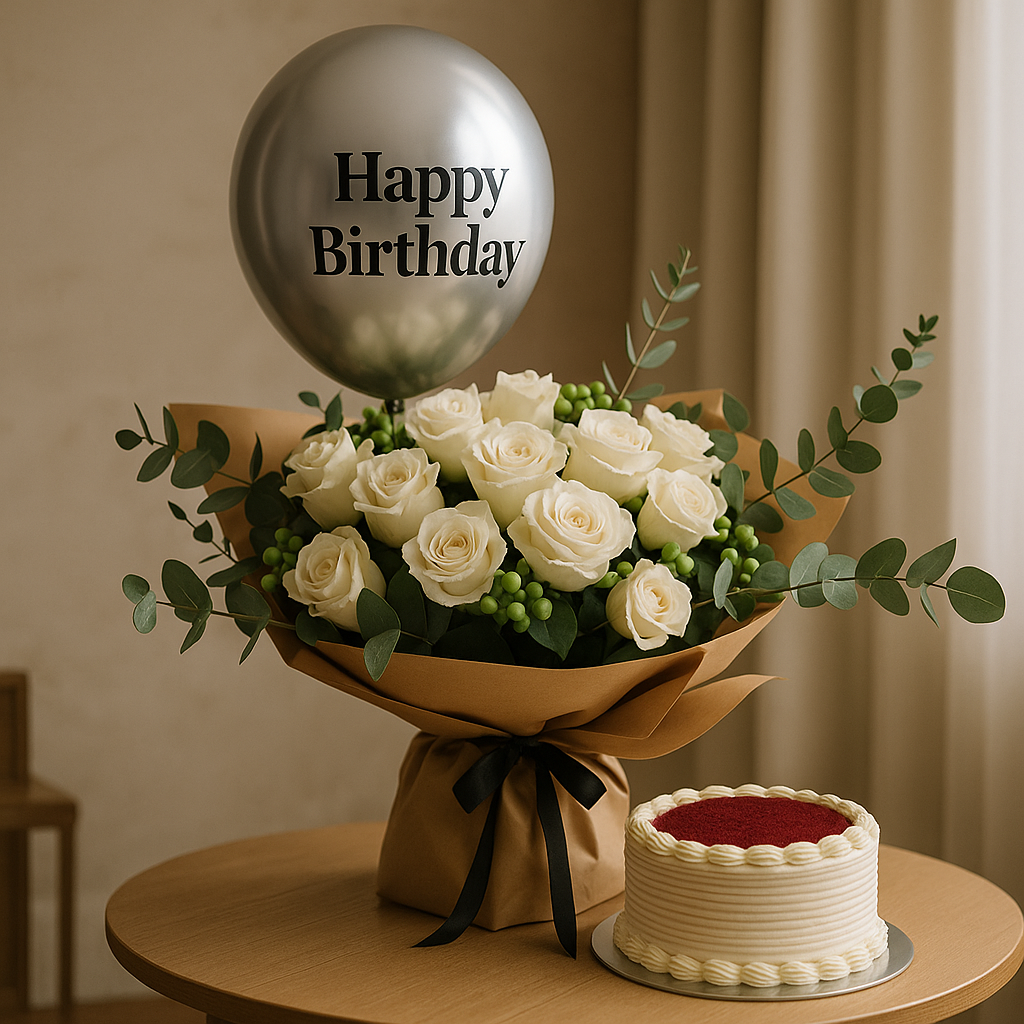 Velvet Verdure Bundle – Birthday Roses Gift Set