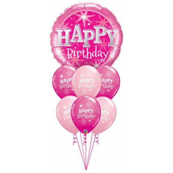 Happy Birthday Pink Sparkle With XL Mylar Balloons