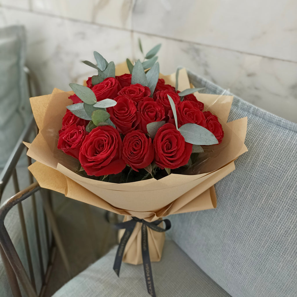 Red Roses and Eucalyptus