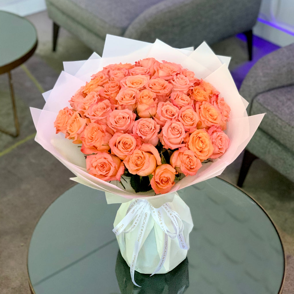 50ct Bulk Flowers Fresh Peach Roses Coral