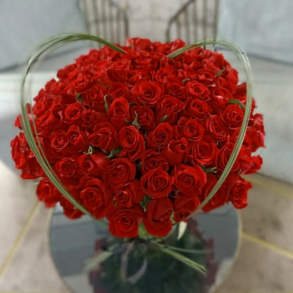100 Roses with Heart