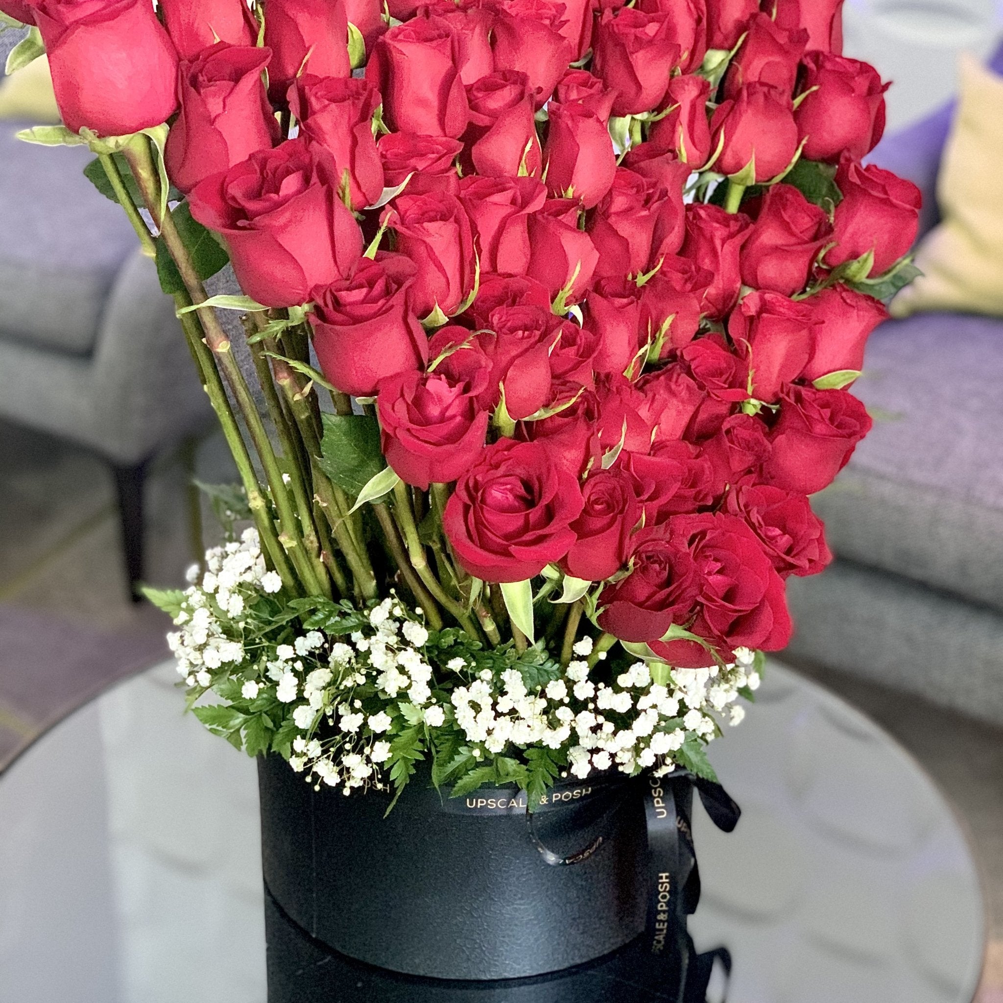 Large heart shaped roses sculpture in a luxury box - Upscale and Posh - Same Day Flower Delivery Dubai