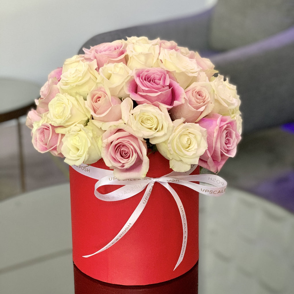 Premium Medium Dome Roses Box Arrangement - Upscale and Posh - Same Day Flower Delivery Dubai