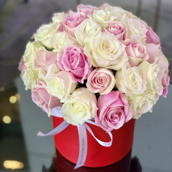 Premium Medium Dome Roses Box Arrangement - Upscale and Posh - Same Day Flower Delivery Dubai